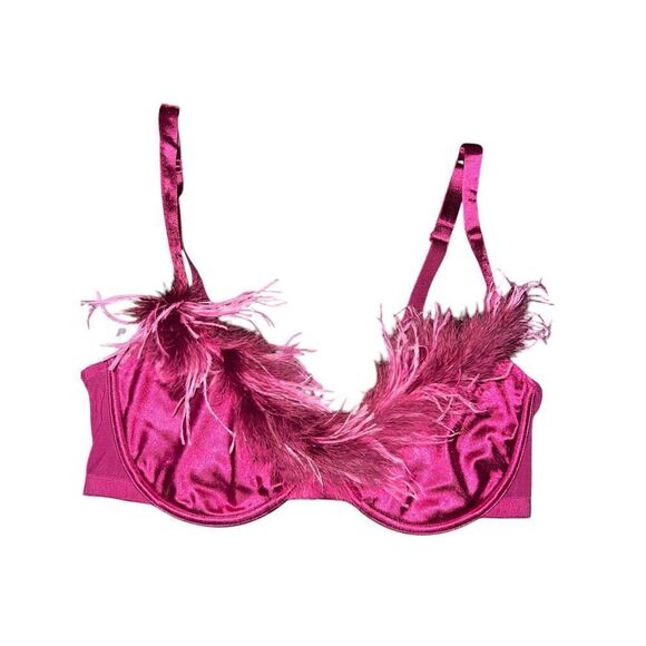 ✨Cacique Feather Embellished Hot Pink Sz 40C Bra✨ - Picture 1 of 7
